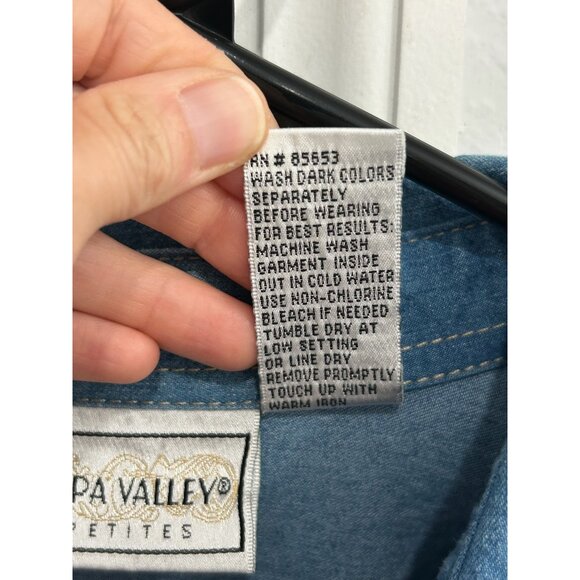 Vintage Napa Valley Denim Jacket Pants Set Blue Size Small Embroidered Retro - Picture 14 of 16